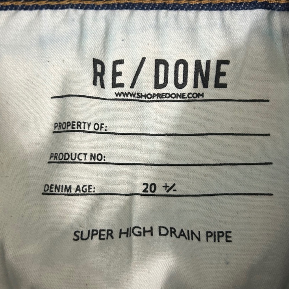 RE/DONE Super High Drain‎ Pipe Jeans 28 Rigid Like Dark Indigo Ankle Zip - Picture 7 of 12
